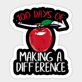 Days Of Difference Apple 100th Day School Teacher Sticker